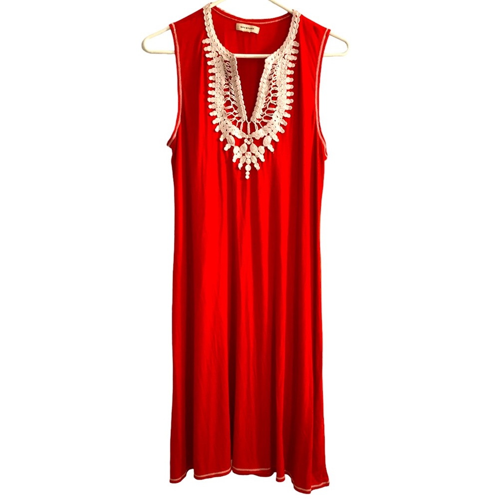 Max Studio Dress Midi Length Red, Viscose
